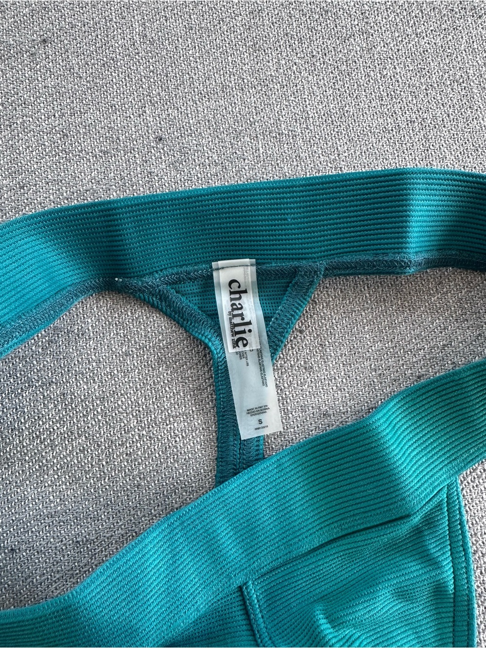 Charlie by MZ Malachite Green Teal Ribbed Swim Thong Small NWT - Picture 5 of 5